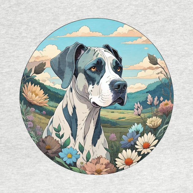 Harlequin Great Dane Landscape by Pet And Petal